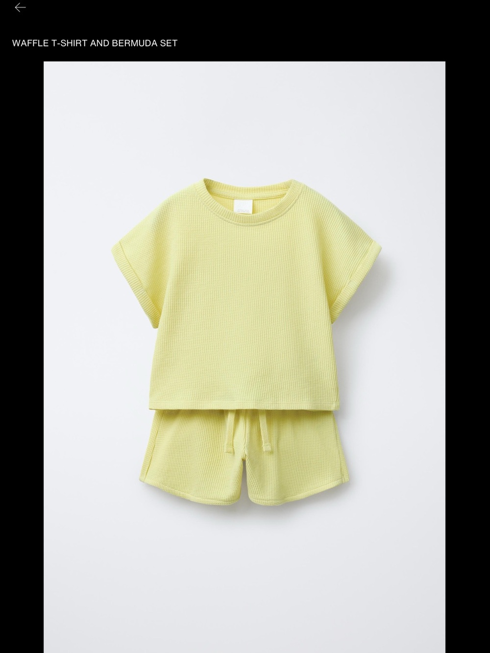Zara Light Yellow Waffle Tee & Bermuda Set